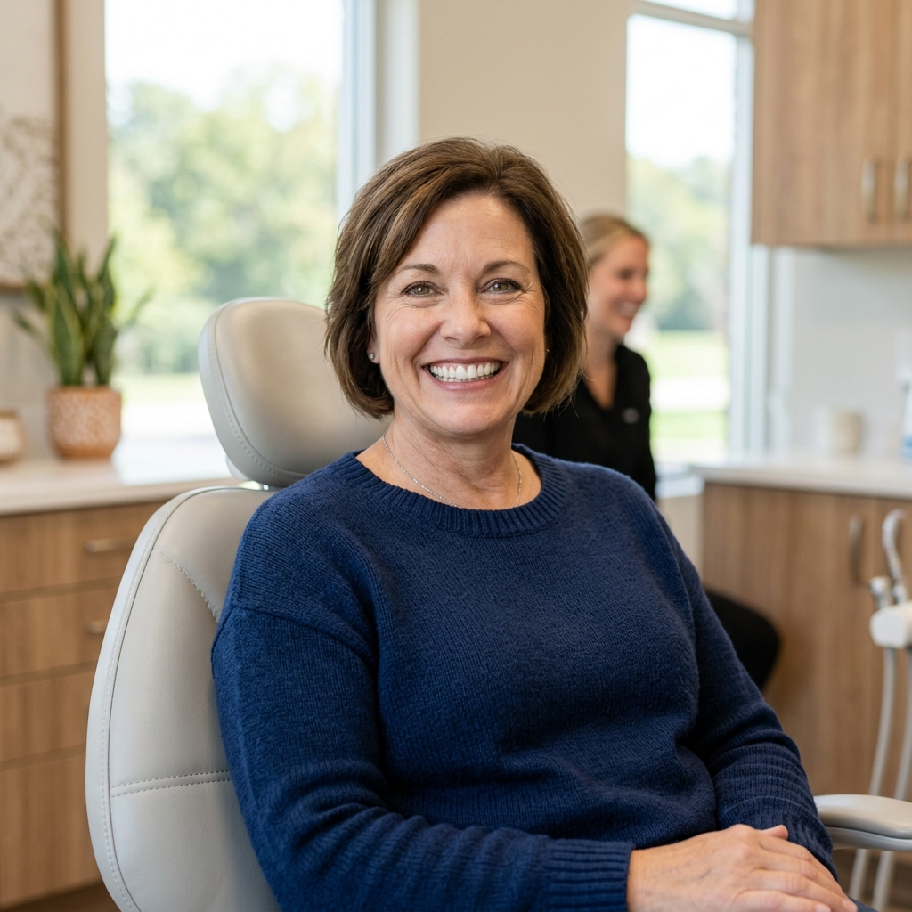 All-on-4 full-arch dental implant results at Jenkins Family Dentistry in Floyds Knobs, IN.